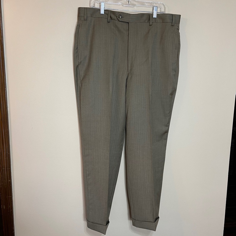 Jos. A. Bank Executive Collection Brown Herringbone Wool Dress Pants 38W 29L